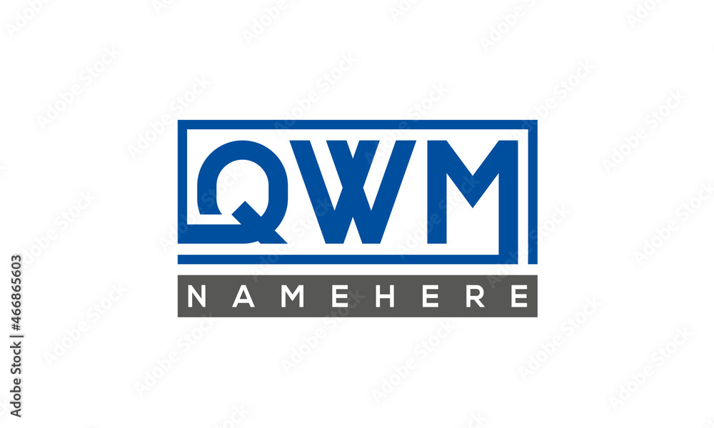 QWM Letters Logo With Rectangle Logo Vector QWM Letters Logo With Rectangle Logo Vector