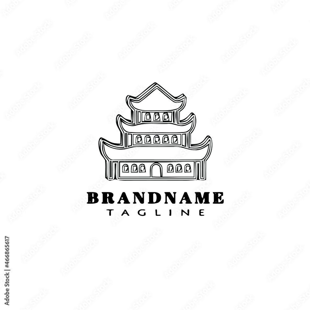chinese temple logo cartoon design icon template black cute vector illustration chinese temple logo cartoon design icon template black cute vector illustration