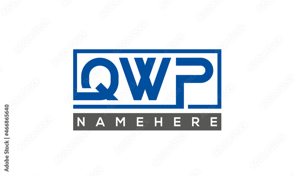 QWP Letters Logo With Rectangle Logo Vector QWP Letters Logo With Rectangle Logo Vector