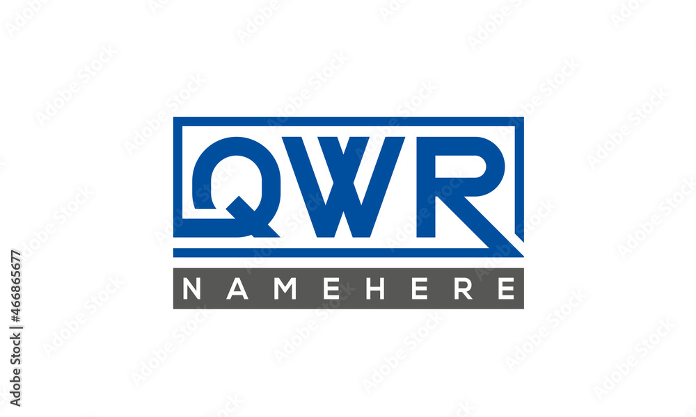 QWR Letters Logo With Rectangle Logo Vector QWR Letters Logo With Rectangle Logo Vector