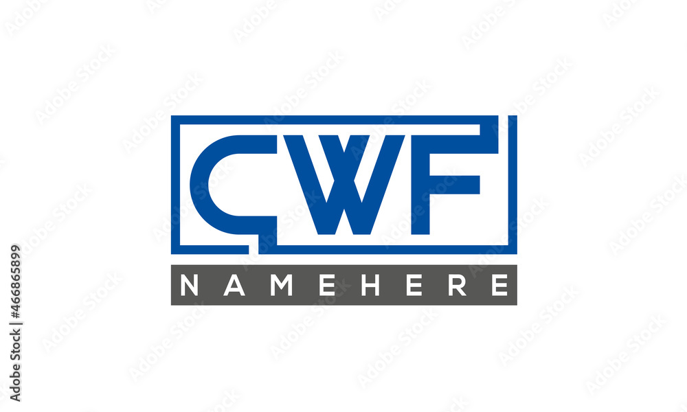 CWF Letters Logo With Rectangle Logo Vector CWF Letters Logo With Rectangle Logo Vector