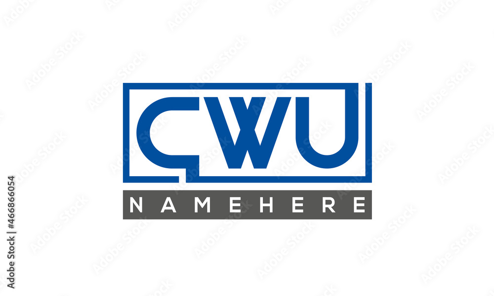 CWU Letters Logo With Rectangle Logo Vector CWU Letters Logo With Rectangle Logo Vector