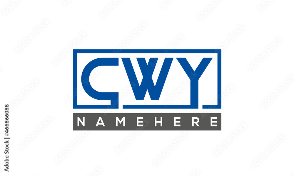 CWY Letters Logo With Rectangle Logo Vector CWY Letters Logo With Rectangle Logo Vector