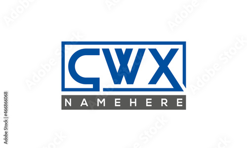 CWX Letters Logo With Rectangle Logo Vector