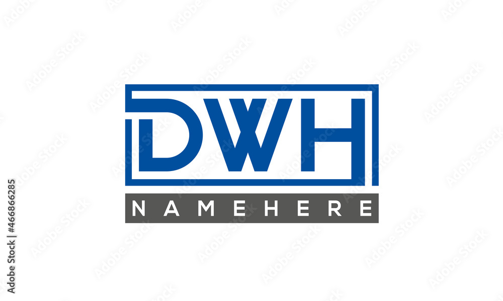 DWH Letters Logo With Rectangle Logo Vector DWH Letters Logo With Rectangle Logo Vector
