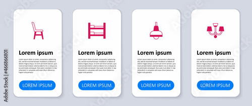 Set Chandelier, Lamp hanging, Bunk bed and Chair. Business infographic template. Vector