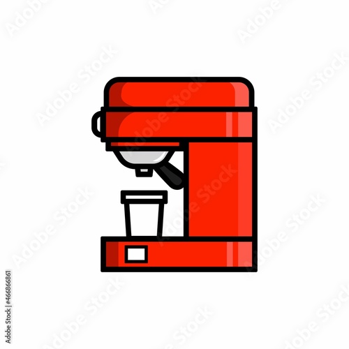 Red Coffee Maker Tool Side View Vector Illustration On White Background