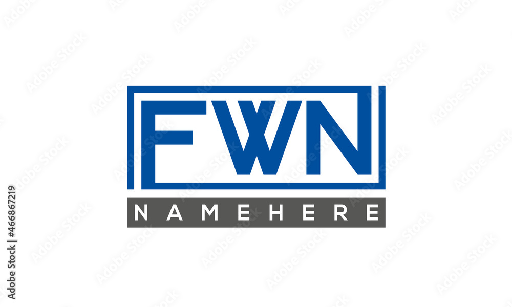 FWN Letters Logo With Rectangle Logo Vector FWN Letters Logo With Rectangle Logo Vector