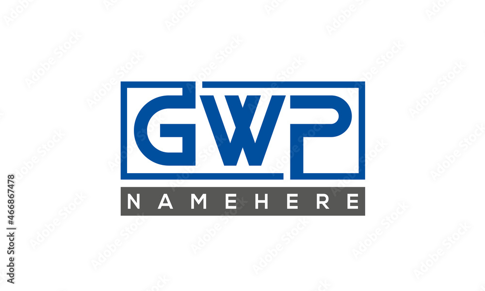 GWP Letters Logo With Rectangle Logo Vector GWP Letters Logo With Rectangle Logo Vector