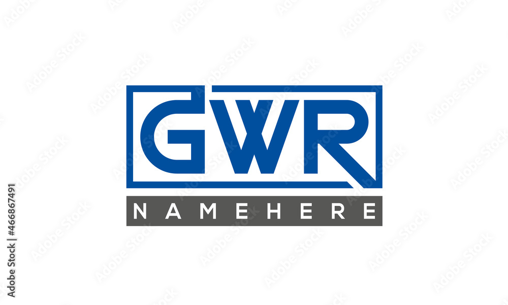GWR Letters Logo With Rectangle Logo Vector GWR Letters Logo With Rectangle Logo Vector