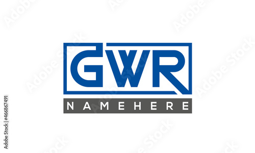 GWR Letters Logo With Rectangle Logo Vector