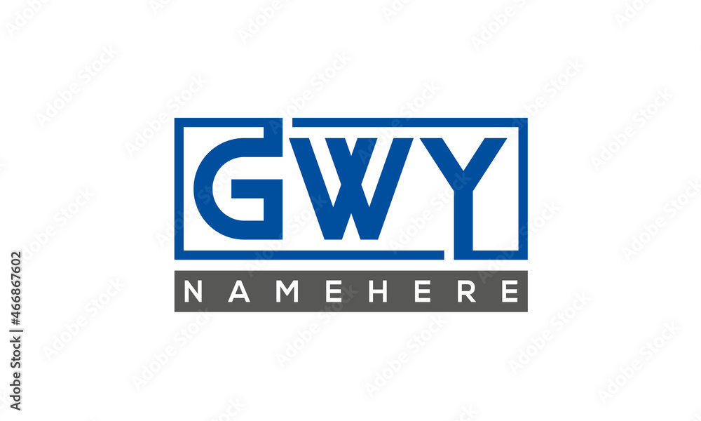 GWY Letters Logo With Rectangle Logo Vector GWY Letters Logo With Rectangle Logo Vector