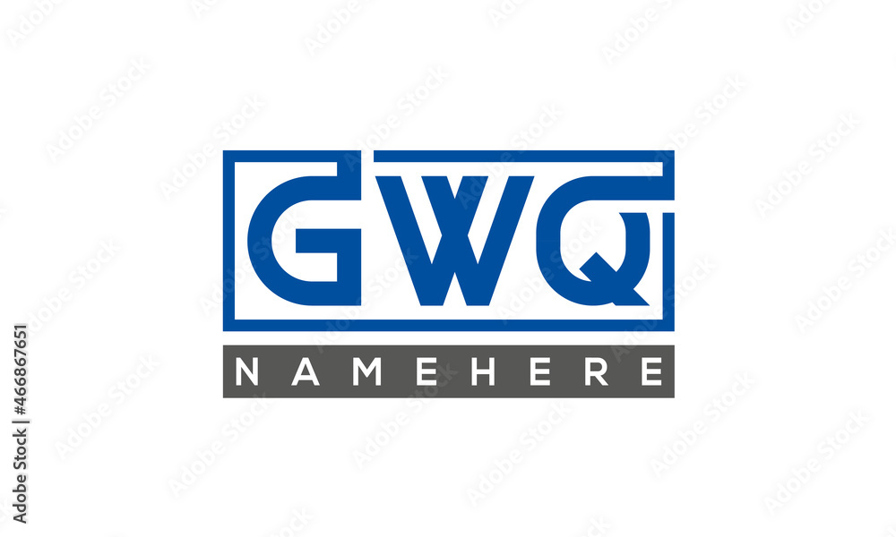 GWQ Letters Logo With Rectangle Logo Vector GWQ Letters Logo With Rectangle Logo Vector