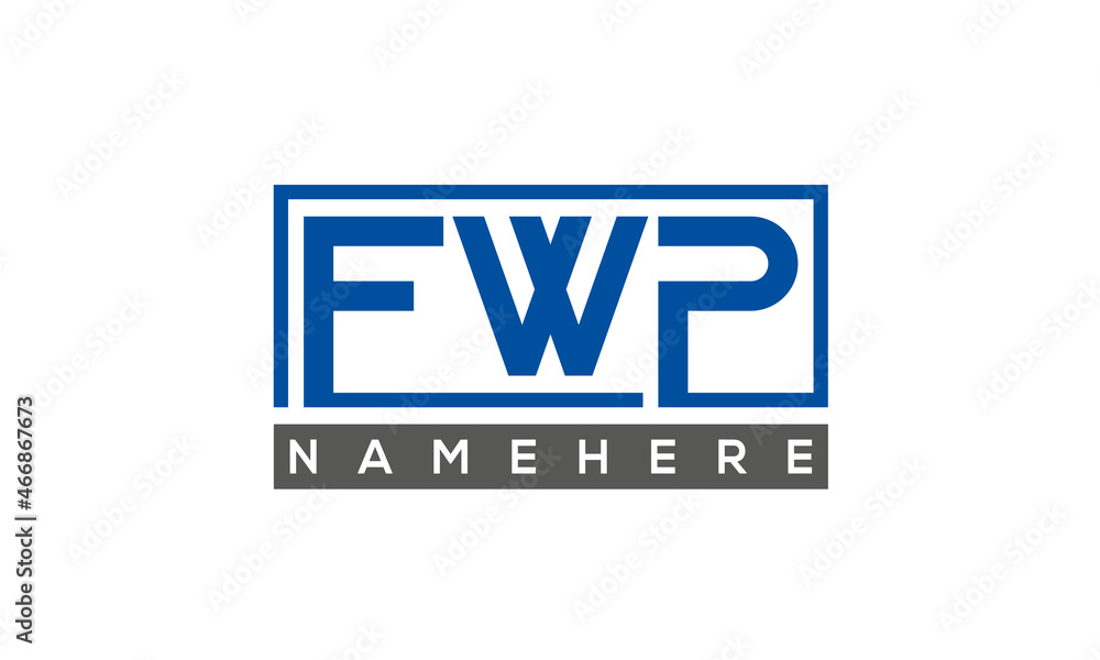 FWP Letters Logo With Rectangle Logo Vector FWP Letters Logo With Rectangle Logo Vector