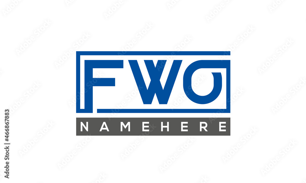 FWO Letters Logo With Rectangle Logo Vector FWO Letters Logo With Rectangle Logo Vector