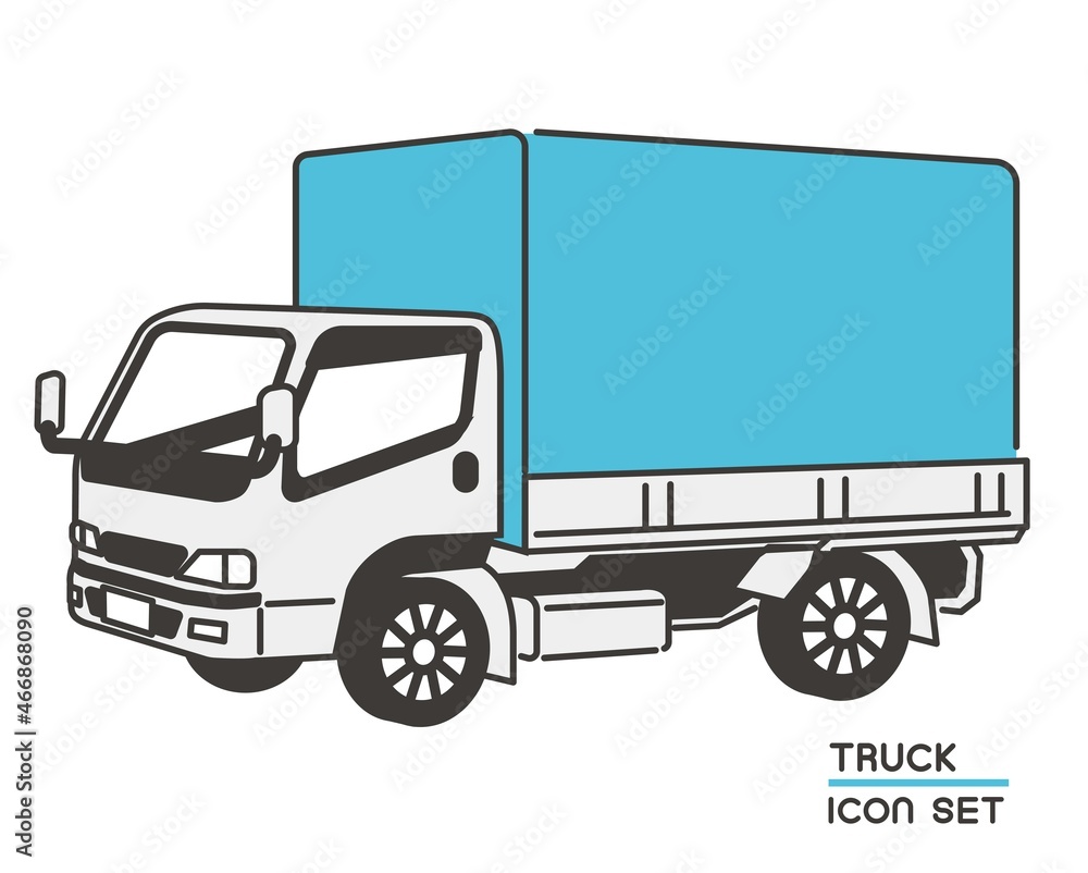 様々な角度のシンプルなトラックのベクターイラスト素材 自動車 運送 宅配 Stock Vector Adobe Stock