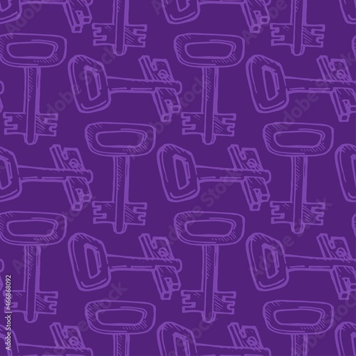 Seamless pattern of keys. hand drawn vector illustration for print or web design