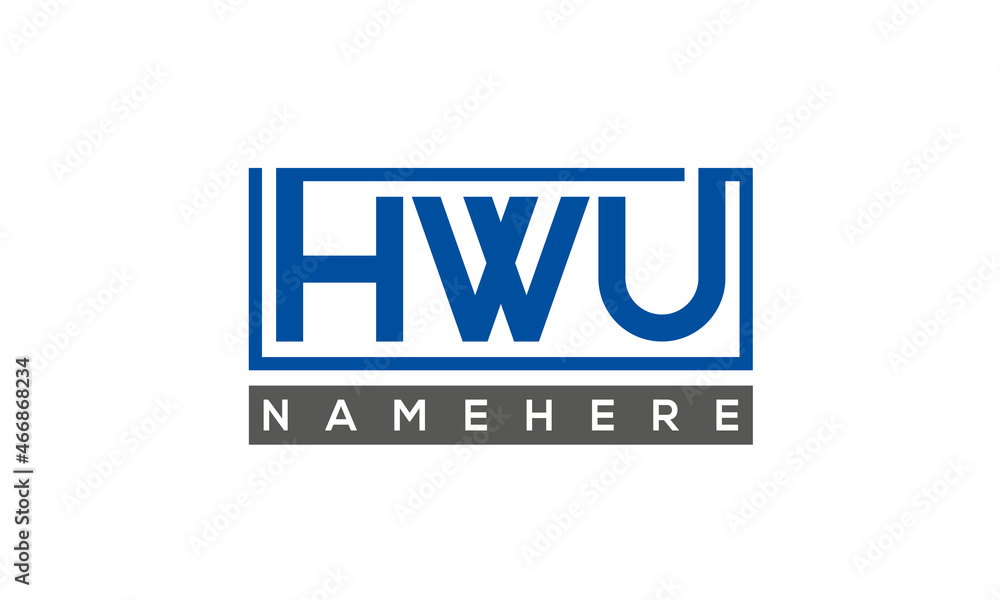 HWU Letters Logo With Rectangle Logo Vector HWU Letters Logo With Rectangle Logo Vector