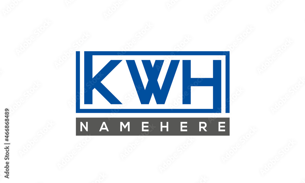 KWH Letters Logo With Rectangle Logo Vector KWH Letters Logo With Rectangle Logo Vector
