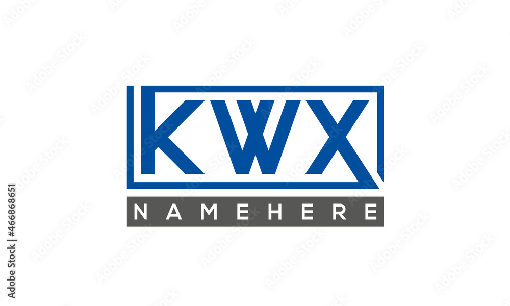 KWX Letters Logo With Rectangle Logo Vector KWX Letters Logo With Rectangle Logo Vector