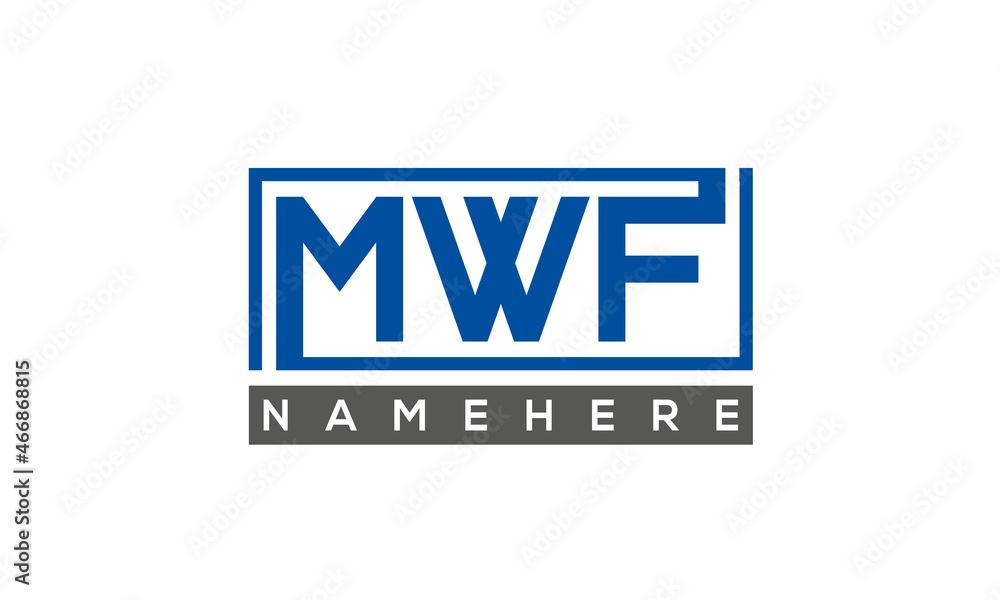MWF Letters Logo With Rectangle Logo Vector MWF Letters Logo With Rectangle Logo Vector
