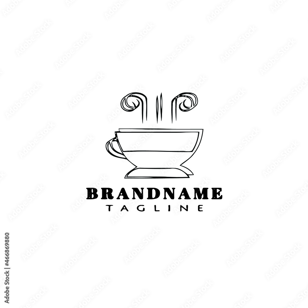 cup cartoon logo design template icon black isolated vector illustration