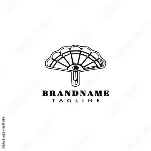 spanish fan logo cartoon icon design black isolated vector illustration