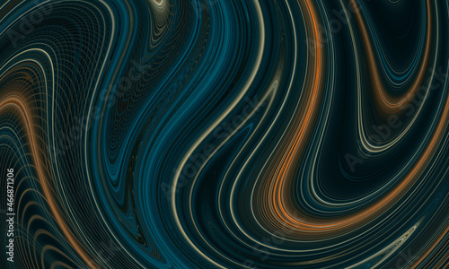 Spellbinding motion of orange blue paint mix in ductile digital 3d artwork. Colorful ripples and curvy lines create soft flow texture. Great as wrapping cover, print, wall art, juicy background. 