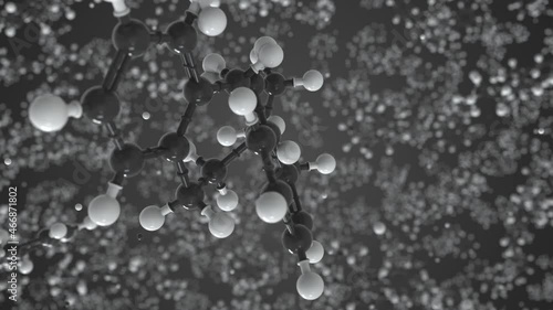 Molecule of tetrahydronaphthalene, isolated molecular model. Looping 3D animation or motion background photo