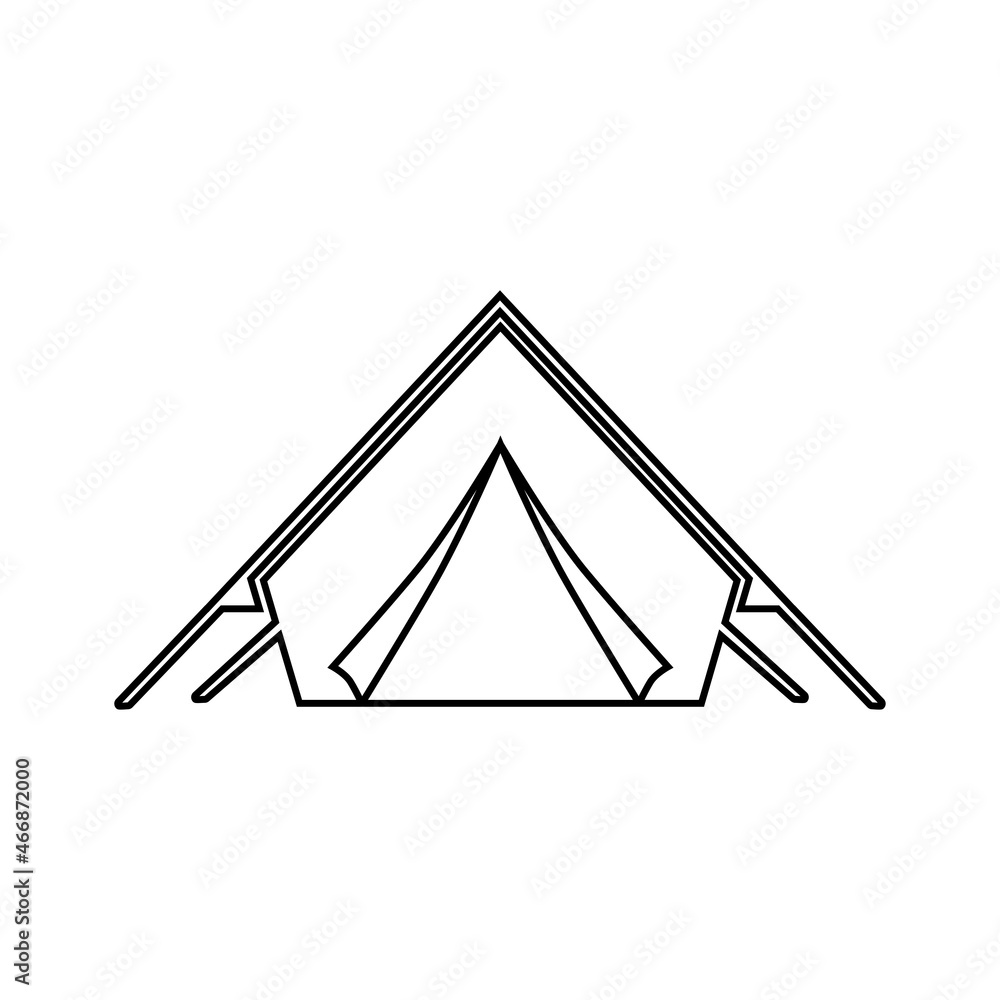 The tent icon. Temporary housing made of fabric designed to protect against adverse weather conditions and temporary accommodation. Vector illustration isolated on a white background for design. The tent icon. Temporary housing made of fabric designed to protect against adverse weather conditions and temporary accommodation. Vector illustration isolated on a white background for design.