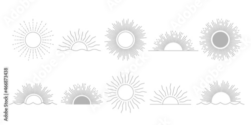 Linear boho sun logo design templates © natova