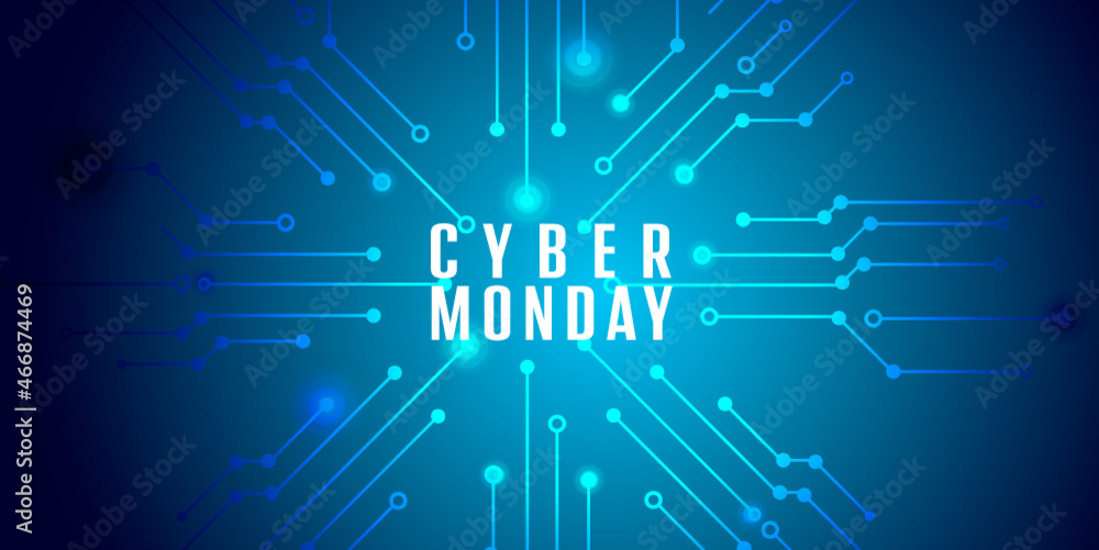 cyber monday shopping - circuit board illustration
