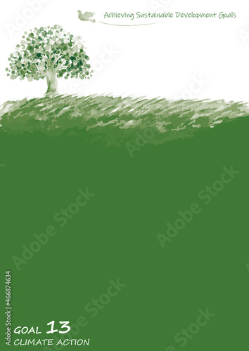 DGs目標13イメージの木と鳩と草原のフレーム