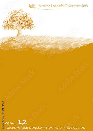 SDGs目標12イメージの木と鳩と草原のフレーム