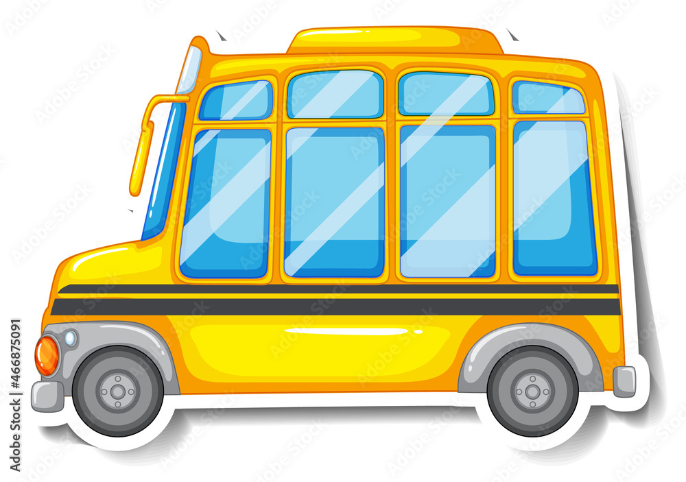 School bus cartoon sticker on white background