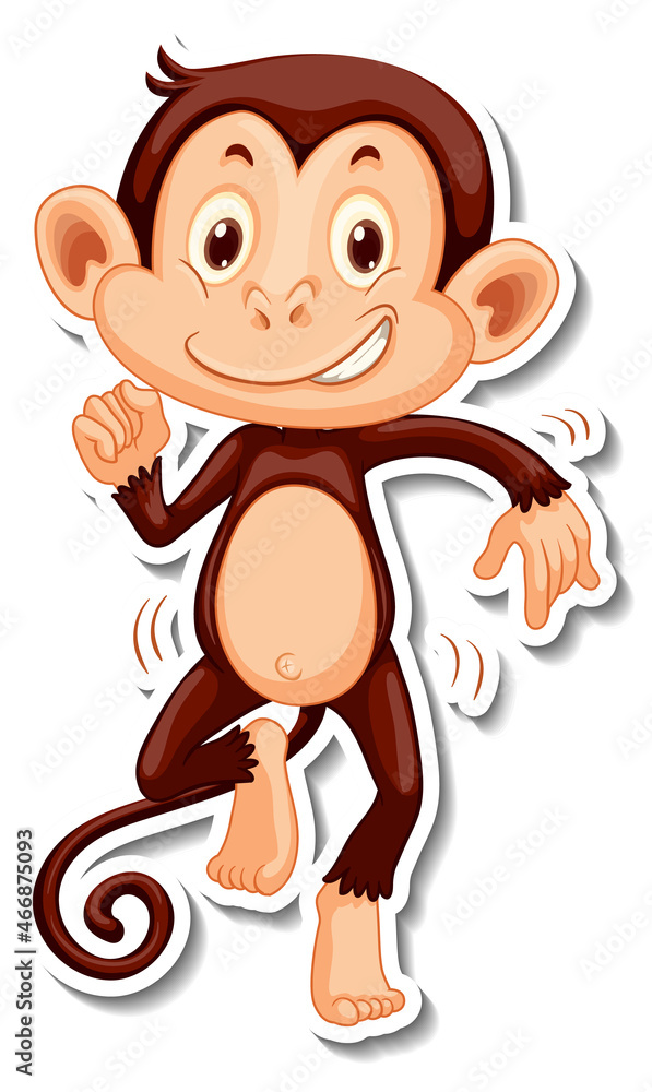 Fototapeta premium Monkey cartoon character sticker