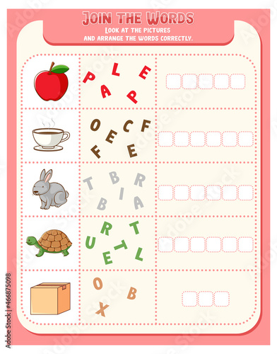 Spelling word game worksheet template