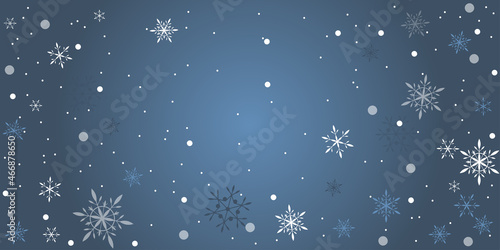 Christmas blue background with white snowflakes