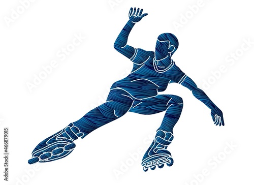 Roller blade Player Extreme Sport Cartoon Graphic Vector