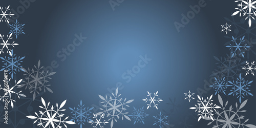 christmas blue background with white snowflakes. Card New year.