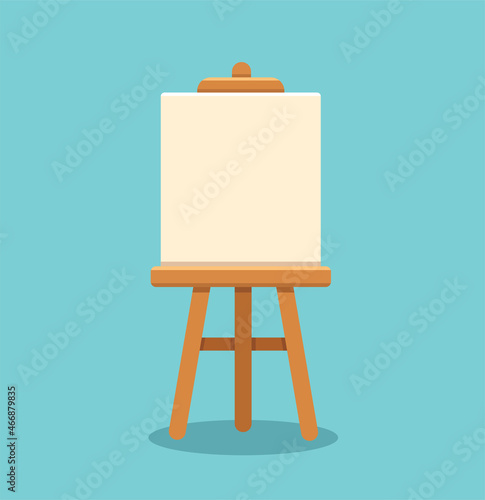Wooden easel with blank canvas. vector illustration