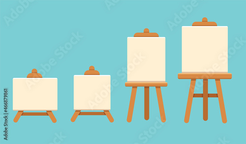 Canvastavla set of wooden easel with blank canvas. vector illustration