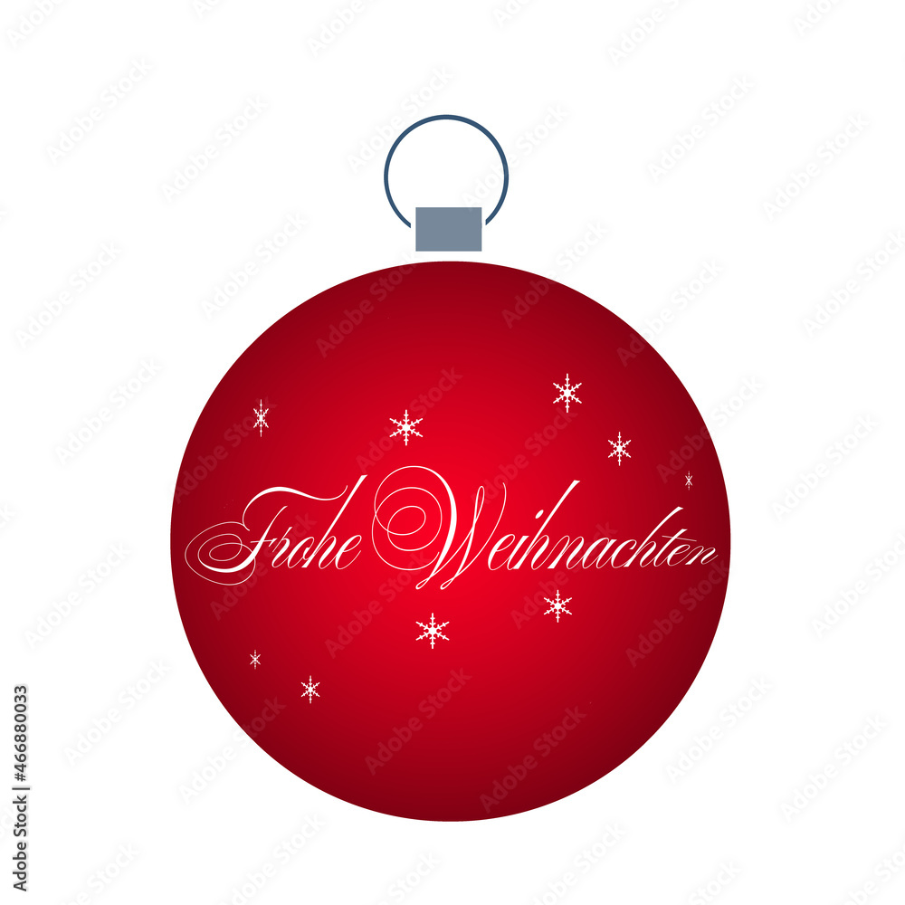 Christbaumkugel in rot mit weißer Aufschrift Christbaumkugel in rot mit weißer Aufschrift
