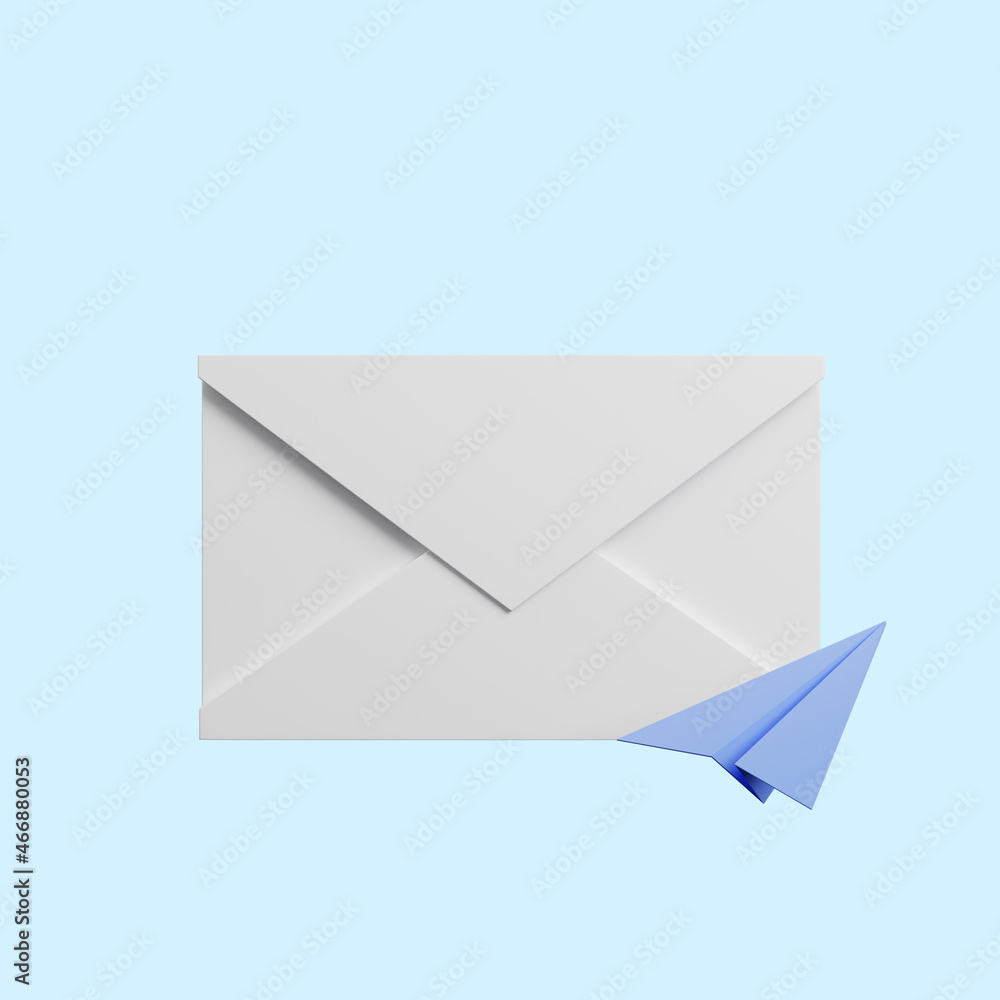 3d illustration of envelope icon with paper planes 3d illustration of envelope icon with paper planes