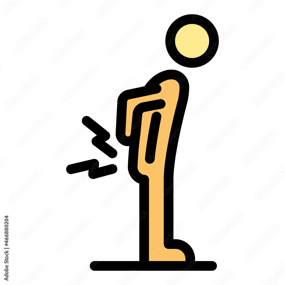 Man spine pain icon. Outline man spine pain vector icon color flat isolated Man spine pain icon. Outline man spine pain vector icon color flat isolated