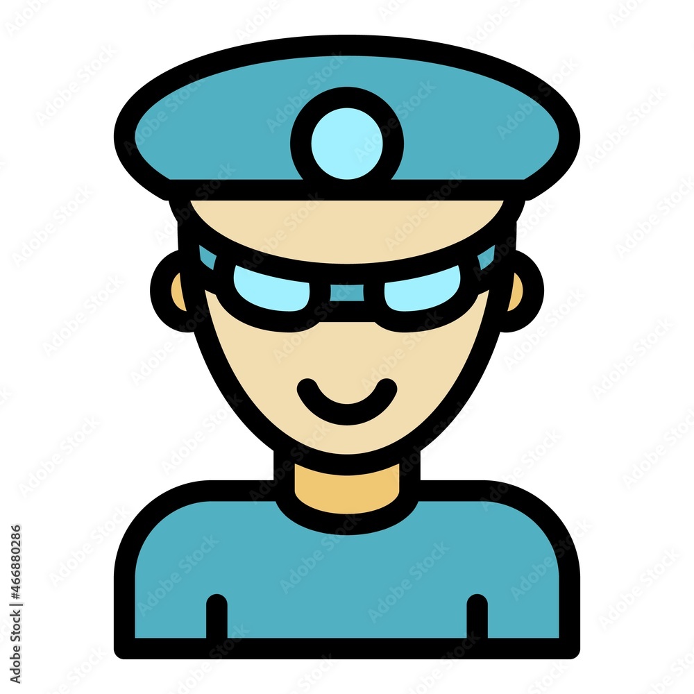 Driving school instructor icon. Outline driving school instructor vector icon color flat isolated Driving school instructor icon. Outline driving school instructor vector icon color flat isolated