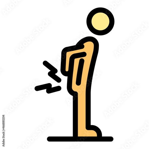 Man spine pain icon. Outline man spine pain vector icon color flat isolated