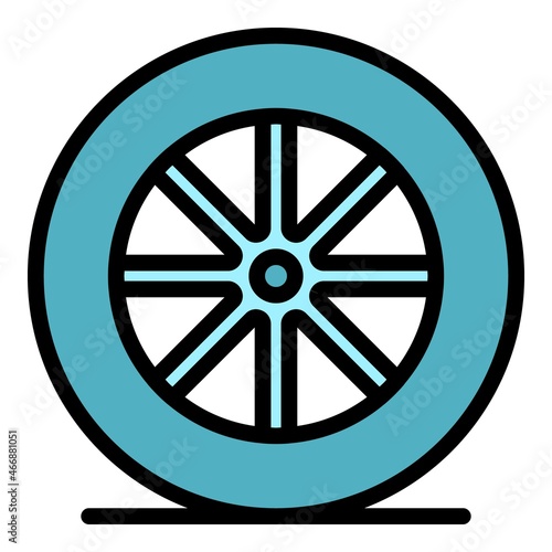 Car wheel icon. Outline car wheel vector icon color flat isolated