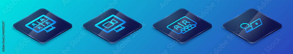 Set Isometric line Video chat conference, and icon. Vector Set Isometric line Video chat conference, and icon. Vector