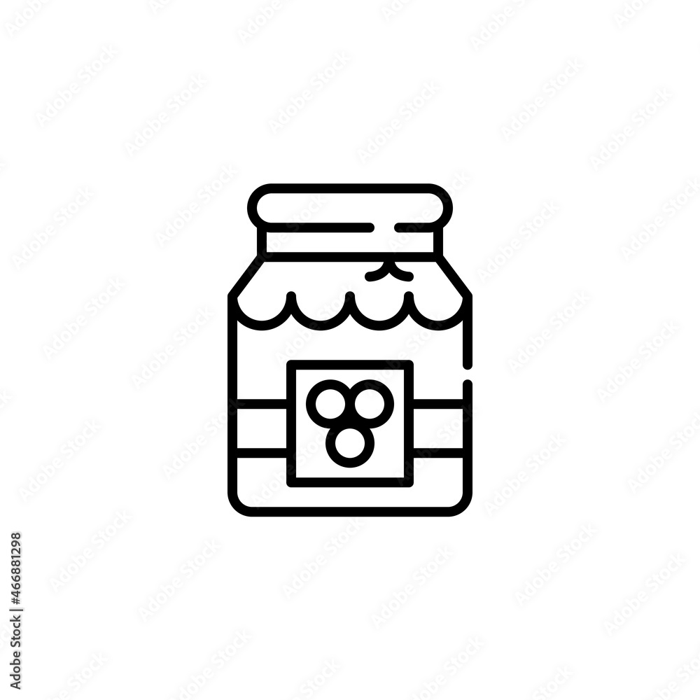 Home seasonal conservation. Jar of grape jelly. Pixel perfect, editable stroke icon Home seasonal conservation. Jar of grape jelly. Pixel perfect, editable stroke icon